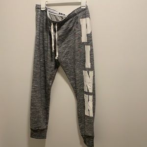 NEW - VS PINK jogger sweatpants with PINK written down the left leg.